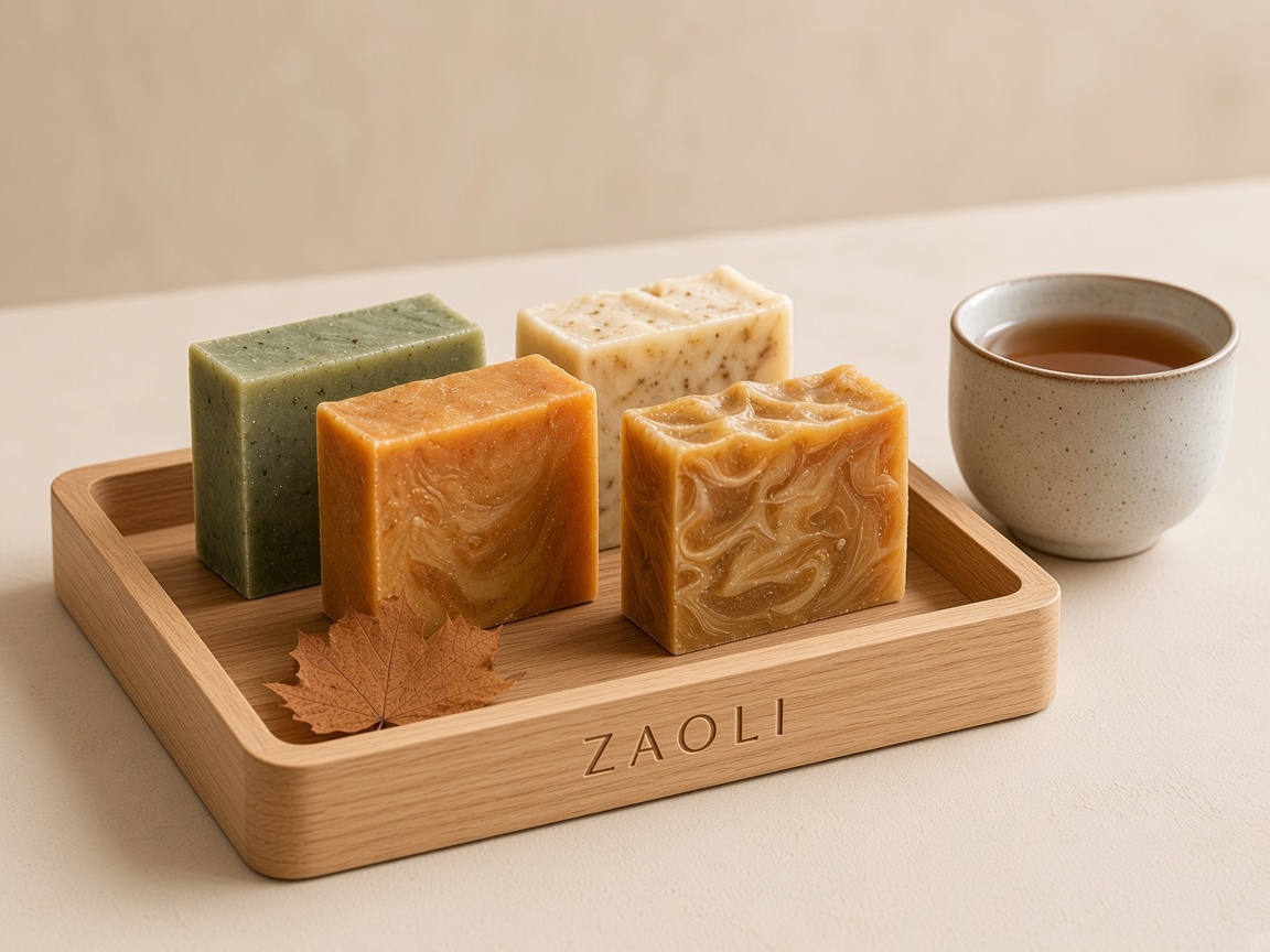 Seasonal four-bar set with maple leaves and tea